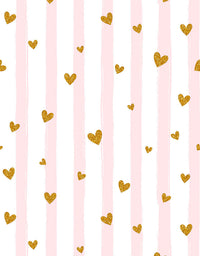 Papel De Parede Rosa Adesivo Listras E Corações De Glitter