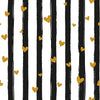 Papel de Parede Adesivo Preto Listras e Corações com Glitter