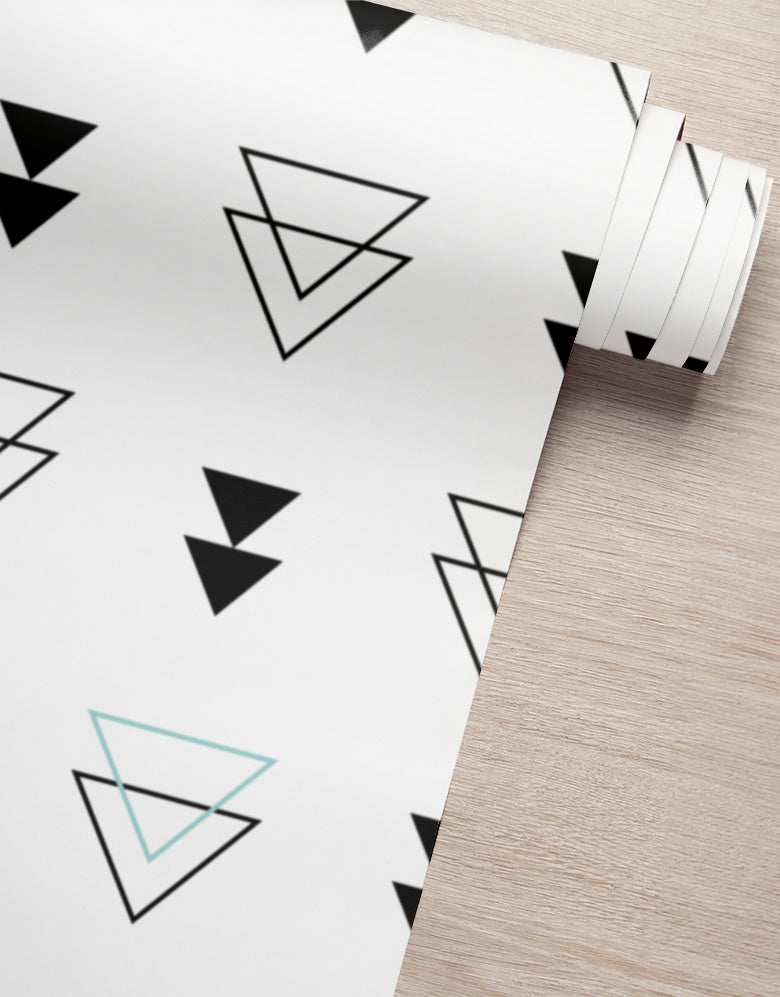 Papel de Parede Adesivo Triângulos Vazados Azul