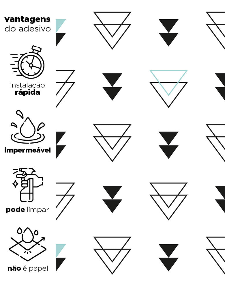 Papel de Parede Adesivo Triângulos Vazados Azul