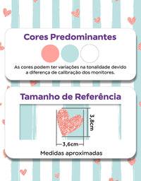 Papel de Parede Adesivo Listras Azuis E Corações De Glitter