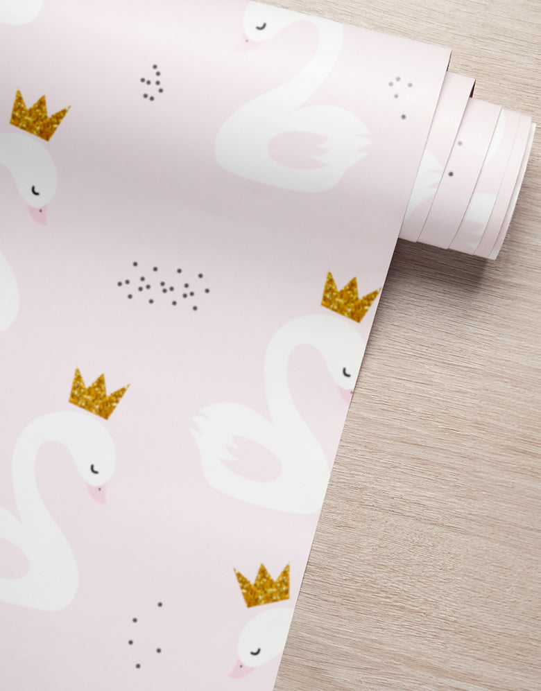 Papel de Parede Adesivo decorativo Cisne com Coroa
