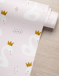 Papel de Parede Adesivo decorativo Cisne com Coroa