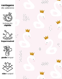Papel de Parede Adesivo decorativo Cisne com Coroa