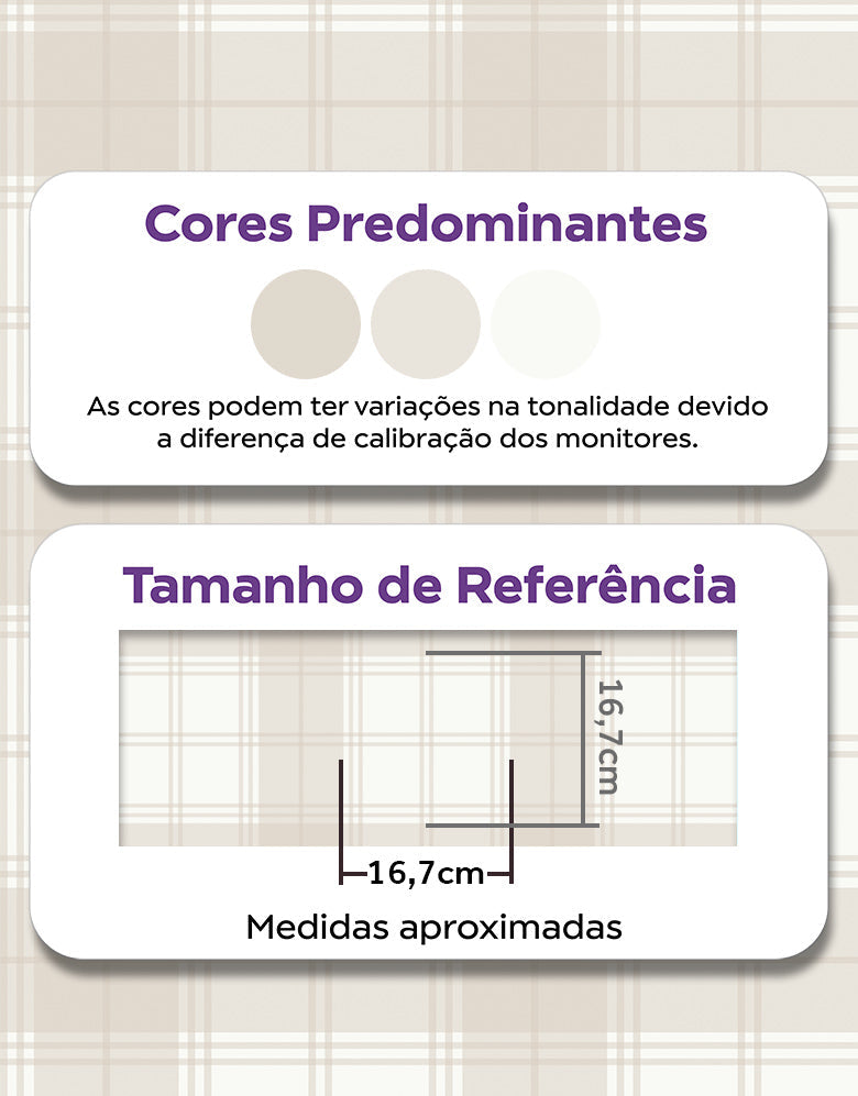 KIT DE 4 ROLOS - 3,00m x 50cm - Papel de Parede Adesivo Xadrez Feno
