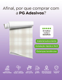 KIT DE 4 ROLOS - 3,00m x 50cm - Papel de Parede Adesivo Xadrez Feno