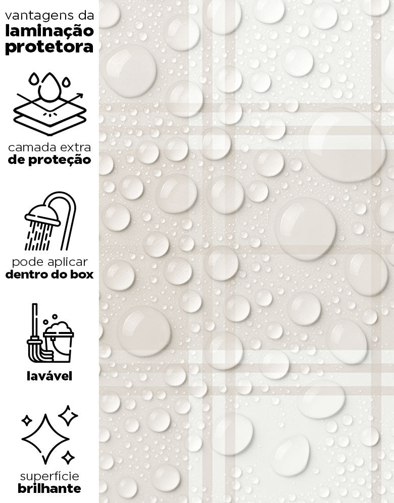 KIT DE 4 ROLOS - 3,00m x 50cm - Papel de Parede Adesivo Xadrez Feno