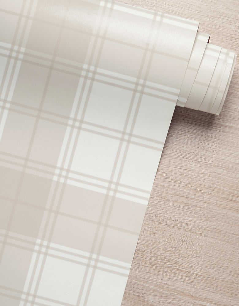 KIT DE 4 ROLOS - 3,00m x 50cm - Papel de Parede Adesivo Xadrez Feno