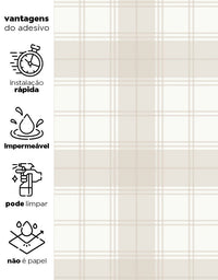 KIT DE 4 ROLOS - 3,00m x 50cm - Papel de Parede Adesivo Xadrez Feno