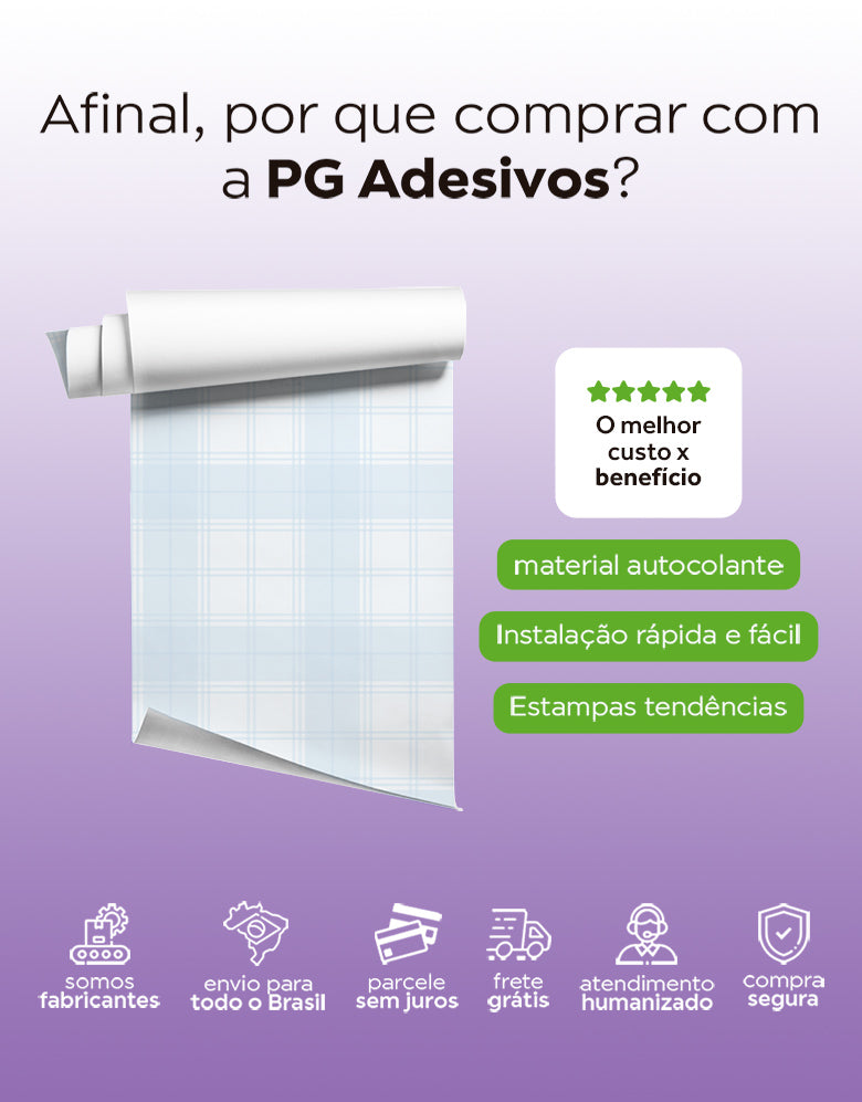 KIT DE 2 ROLOS - 3,00m x 50cm - Papel de Parede Adesivo Xadrez Inverno