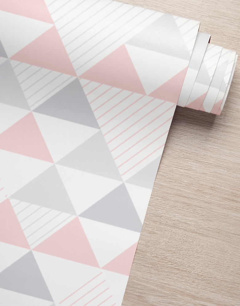 Papel de Parede Adesivo Triângulos Rosa