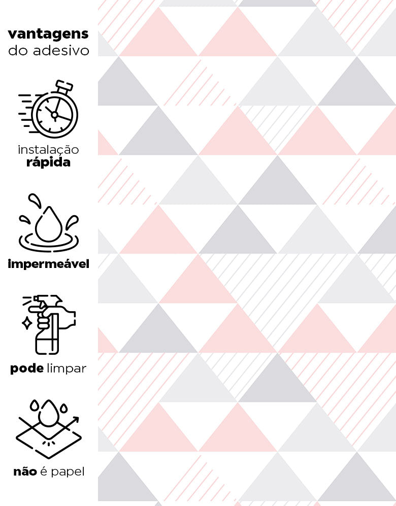 Papel de Parede Adesivo Triângulos Rosa