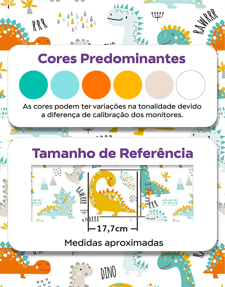 Papel de Parede Adesivo Dinos Coloridos