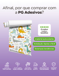 Papel de Parede Adesivo Dinos Coloridos