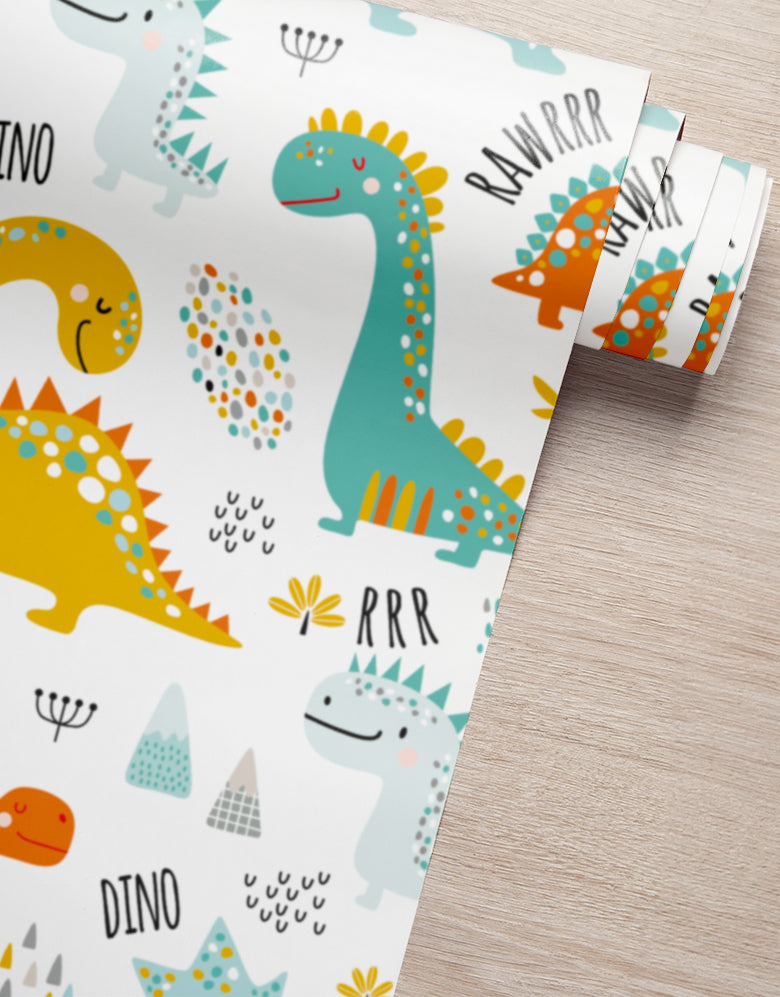 Papel de Parede Adesivo Dinos Coloridos