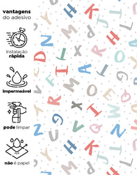 Papel de Parede Adesivo Alfabeto Colorido