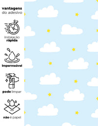 Papel de Parede Adesivo Sonhos nas Nuvens - Sem Película 2,50m x 50cm