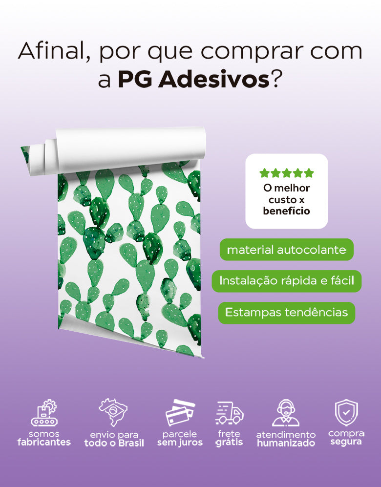 Papel de Parede Adesivo Cactos Aquarela