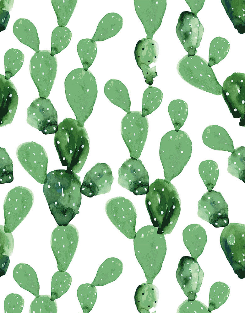 Papel de Parede Adesivo Cactos Aquarela