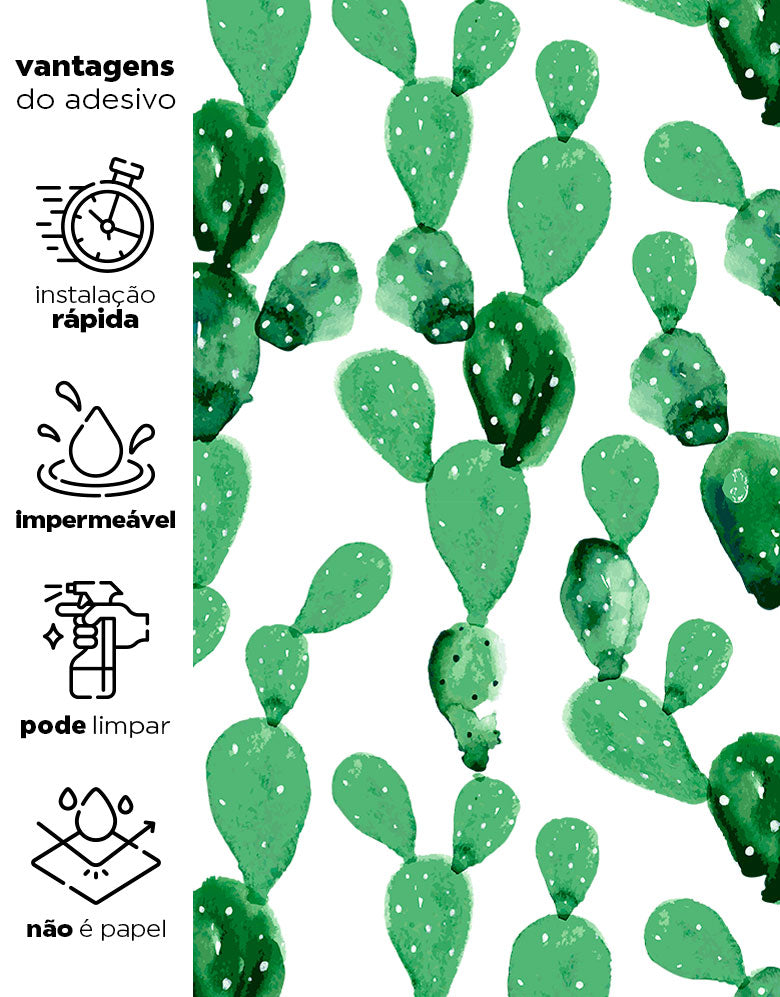 Papel de Parede Adesivo Cactos Aquarela