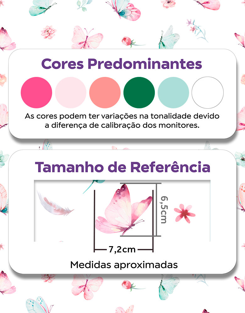 Papel de Parede Adesivo Borboletas Aquarela
