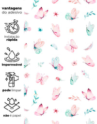 Papel de Parede Adesivo Borboletas Aquarela