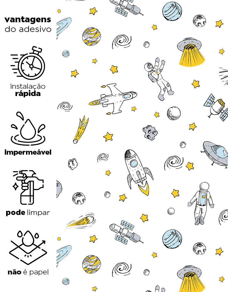 Papel de Parede Adesivo Astronauta