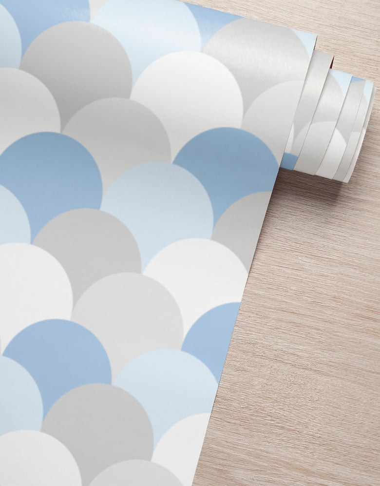 Papel de Parede Adesivo Escamas Azul E Cinza