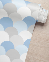 Papel de Parede Adesivo Escamas Azul E Cinza