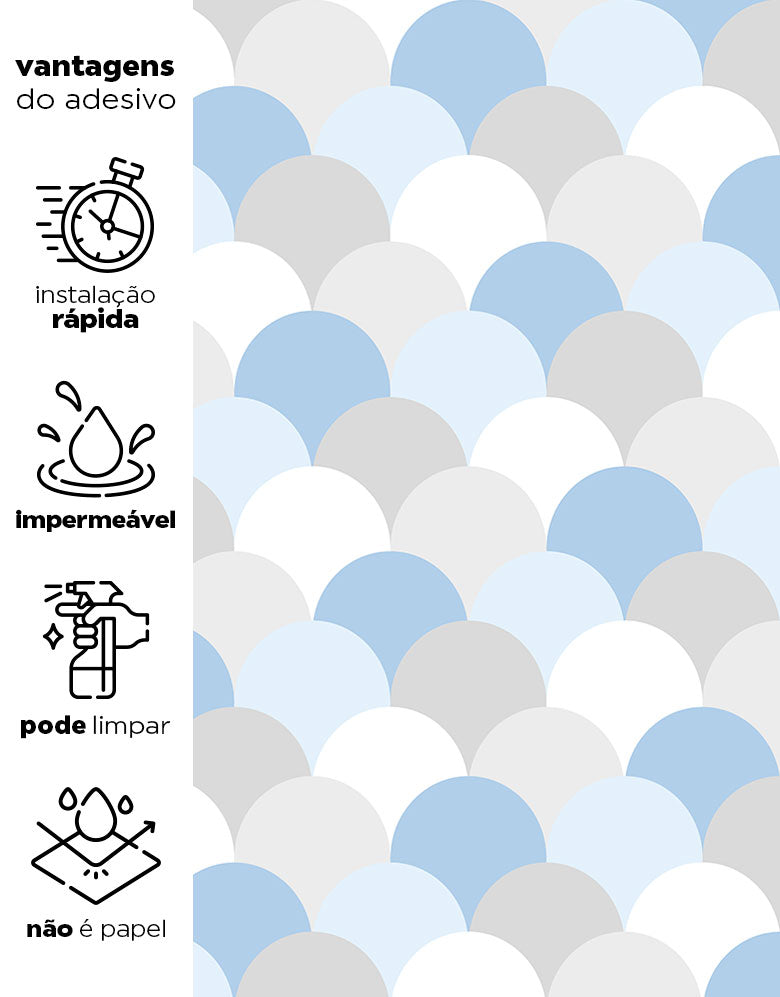 Papel de Parede Adesivo Escamas Azul E Cinza
