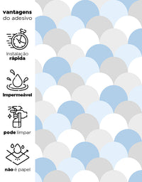 Papel de Parede Adesivo Escamas Azul E Cinza