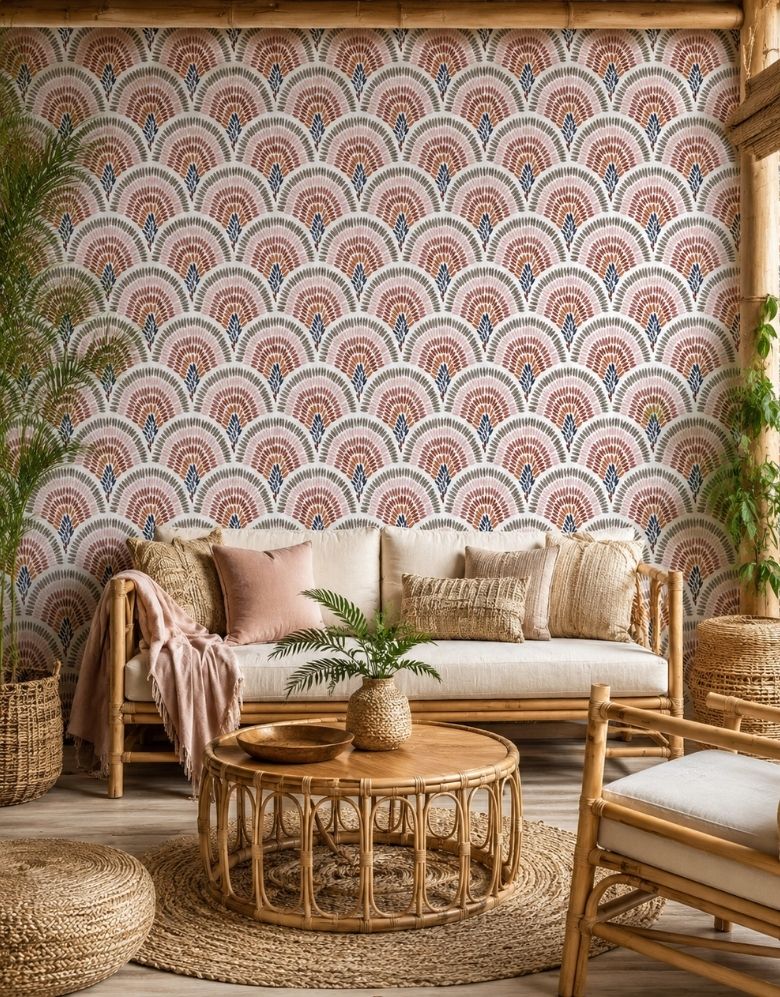 Papel de Parede Adesivo Boho Leque