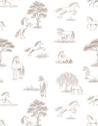 Papel de Parede Adesivo Cavalos no Campo Nude