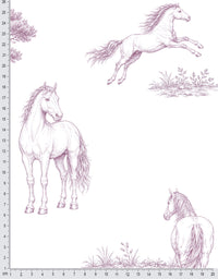 Papel de Parede Adesivo Cavalos no Campo Rosa