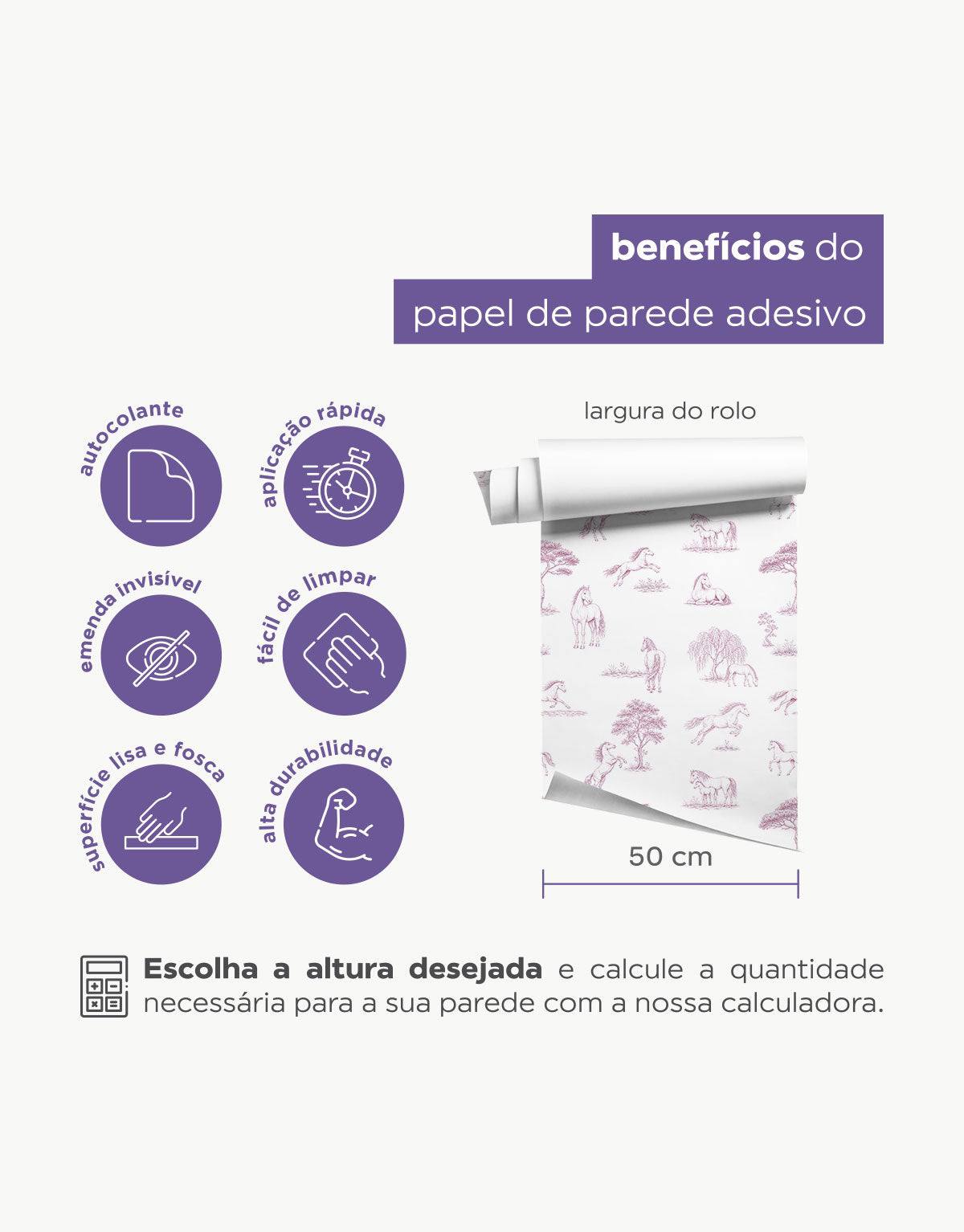 Papel de Parede Adesivo Cavalos no Campo Rosa