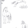Papel de Parede Adesivo Cavalos no Campo Cinza