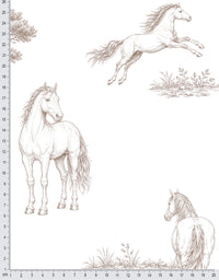 Papel de Parede Adesivo Cavalos no Campo Nude