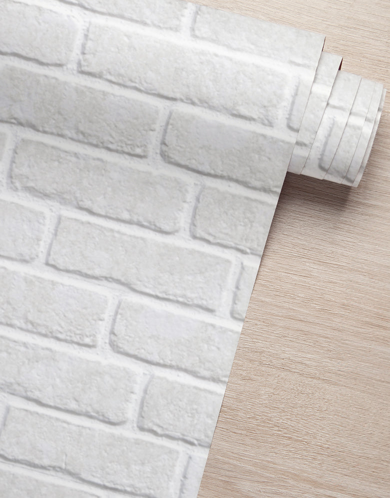 KIT DE 6 ROLOS - 1,50m x 50cm - Papel De Parede Adesivo Tijolinho Branco Milão