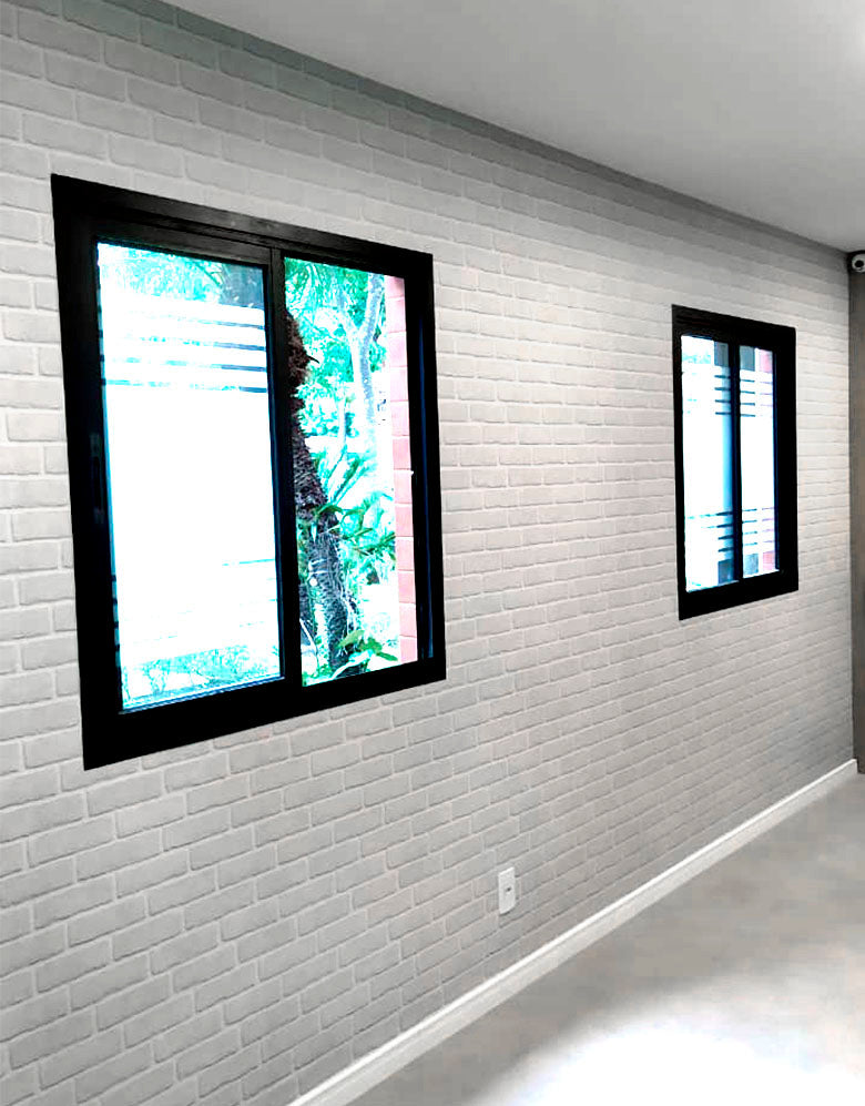 KIT DE 6 ROLOS - 1,50m x 50cm - Papel De Parede Adesivo Tijolinho Branco Milão