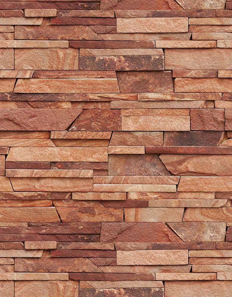 KIT DE 3 ROLOS - 3,00m x 50cm - Papel de Parede Pedra Canjiquinha Terracota