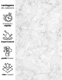 KIT DE 4 ROLOS - 2,50m x 50cm - Papel de Parede Adesivo Mármore Gelo