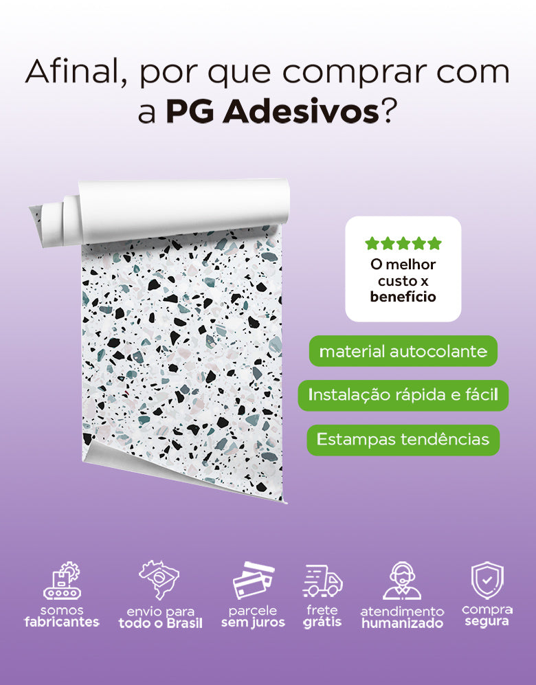 Papel de Parede Adesivo Granilite Terrazzo Tanzanita