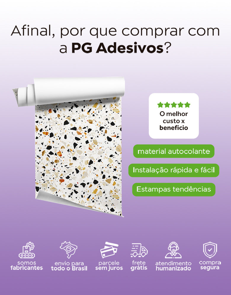 KIT DE 4 ROLOS - 3,00m x 50cm - Papel de Parede Granilite Topázio Imperial