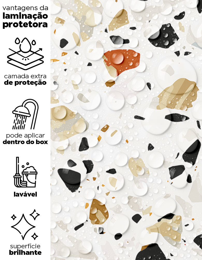 KIT DE 4 ROLOS - 3,00m x 50cm - Papel de Parede Granilite Topázio Imperial