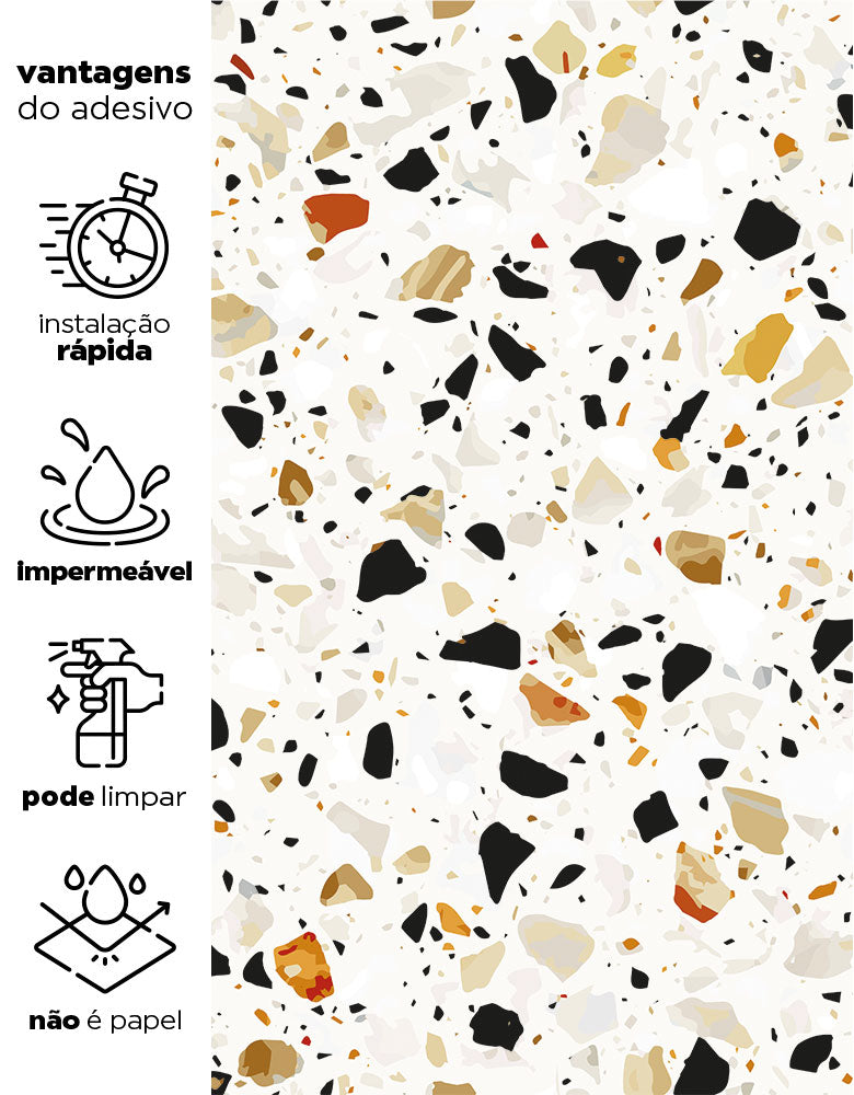 KIT DE 4 ROLOS - 3,00m x 50cm - Papel de Parede Granilite Topázio Imperial