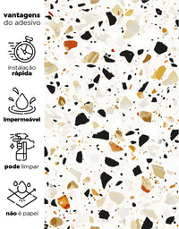 KIT DE 4 ROLOS - 3,00m x 50cm - Papel de Parede Granilite Topázio Imperial