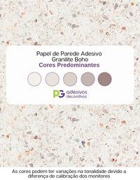 Papel de Parede Adesivo Granilite Boho Com película para áreas molhadas 1,00x0,50m
