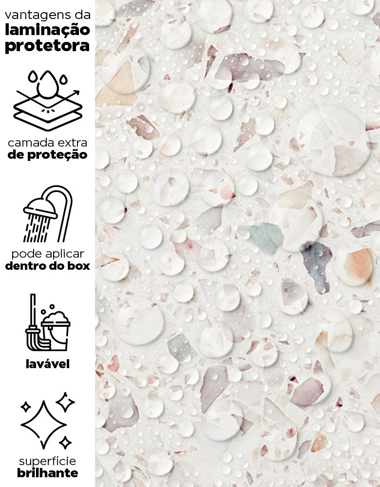 Papel de Parede Adesivo Granilite Boho Com película para áreas molhadas 1,00x0,50m