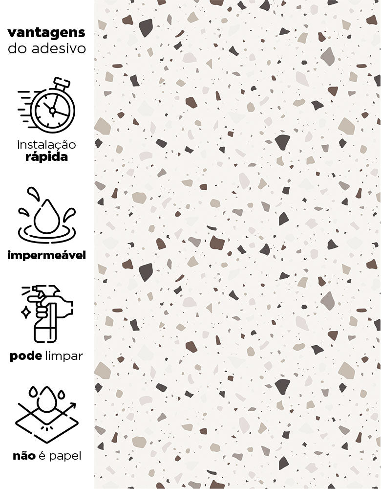 KIT DE 5 ROLOS - 1,50m x 50cm - Papel de Parede Granilite Âmbar