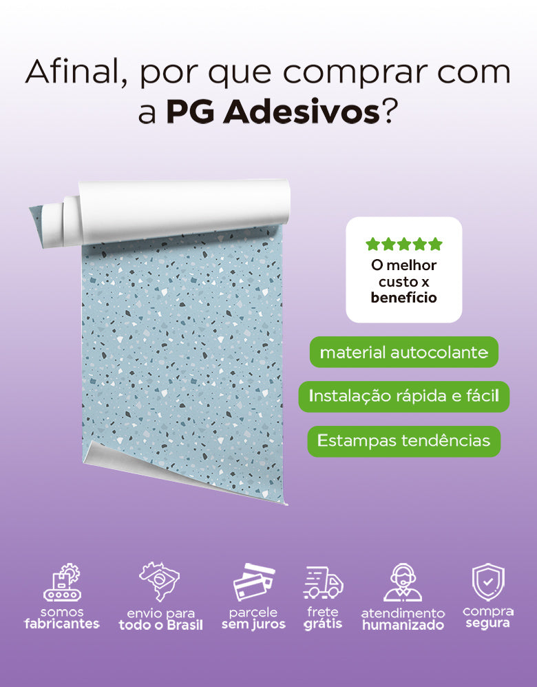 KIT DE 4 ROLOS - 2,50m x 50cm - Papel de Parede Adesivo Granilite Lazúli